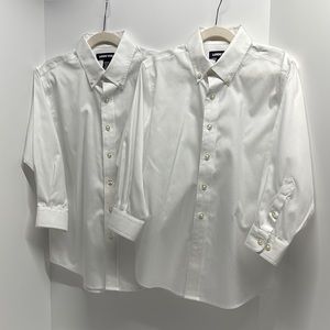 Lands’ End Boys Long Sleeve White Button Down Shirts- Lot of 2, size 10
